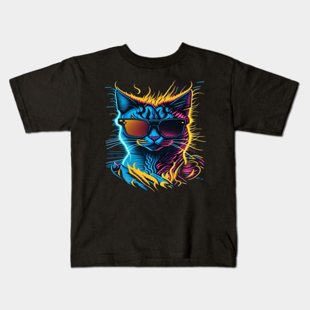 cool cat in sunglasses Kids T-Shirt by sukhendu.12